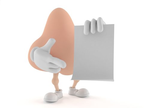 Nose character holding blank sheet of paper