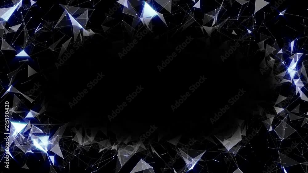 Poster network operation. a shining frame of lines, dots and triangles. digital business background. oval f