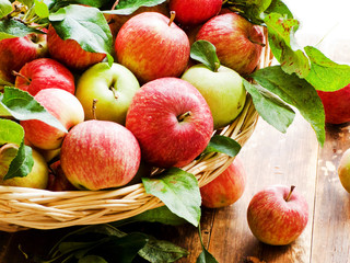 Apples on wooden background