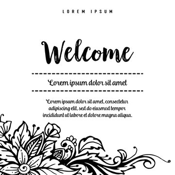 Welcome Floral Lettering Design Illustration Vector Collection