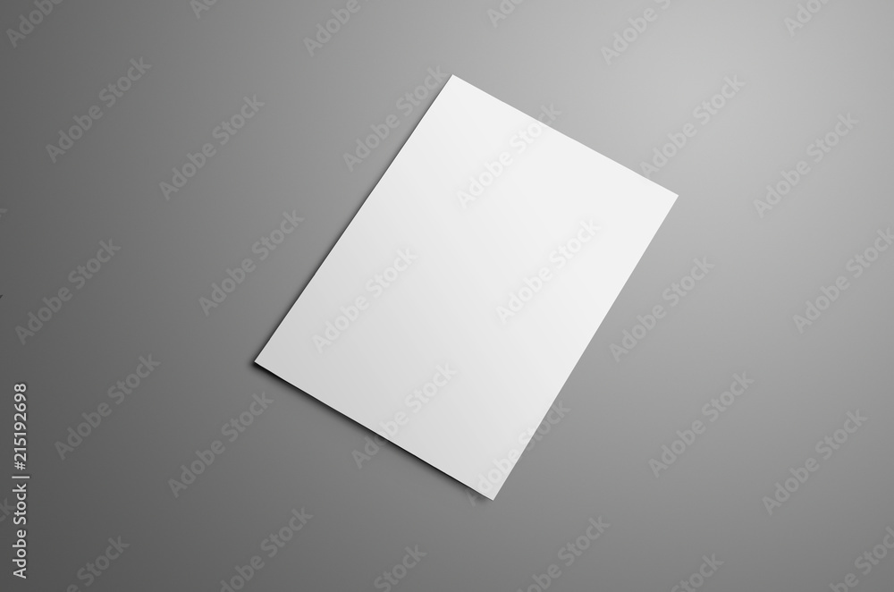 Poster business mockup with one blank a4, (a5) bi-fold brochure with realistic shadows isolated on gray bac