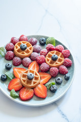 Waffle with berries for kids