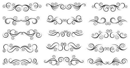 Set of vector calligraphic flourishes in vintage style - Illustration