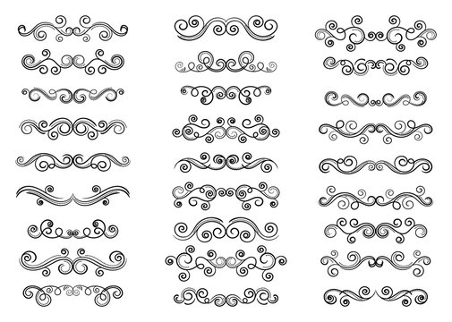 Collection of vector filigree flourishes for design - Illustration