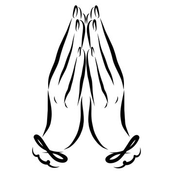 Female hand, prayer to God, Christian symbols