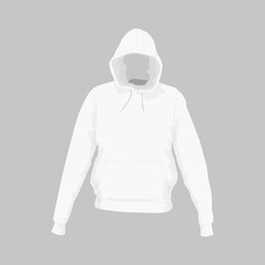 Front views of men's white hooded sweatshirt on white background