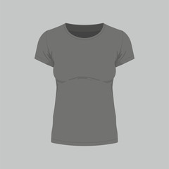Front views of women's black t-shirt on white background