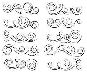 Swirls set. Decorative elements for frames. Elegant swirl vector illustration.