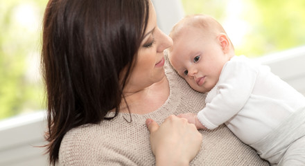Portrait of mother and baby