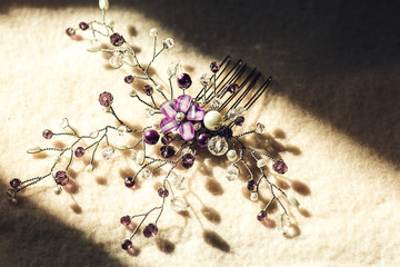 beautiful handmade hair decoration made of wire and beads.