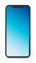 Up to date full screen smartphone isolated on white background. 3D illustration