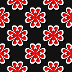 Seamless floral background. Black and red 3d pattern