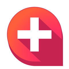 ikona z długim cieniem na tle strzałki pinezki