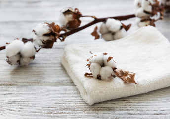 cotton flower and towel