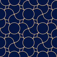 Golden blue geometric ornament. Seamless pattern