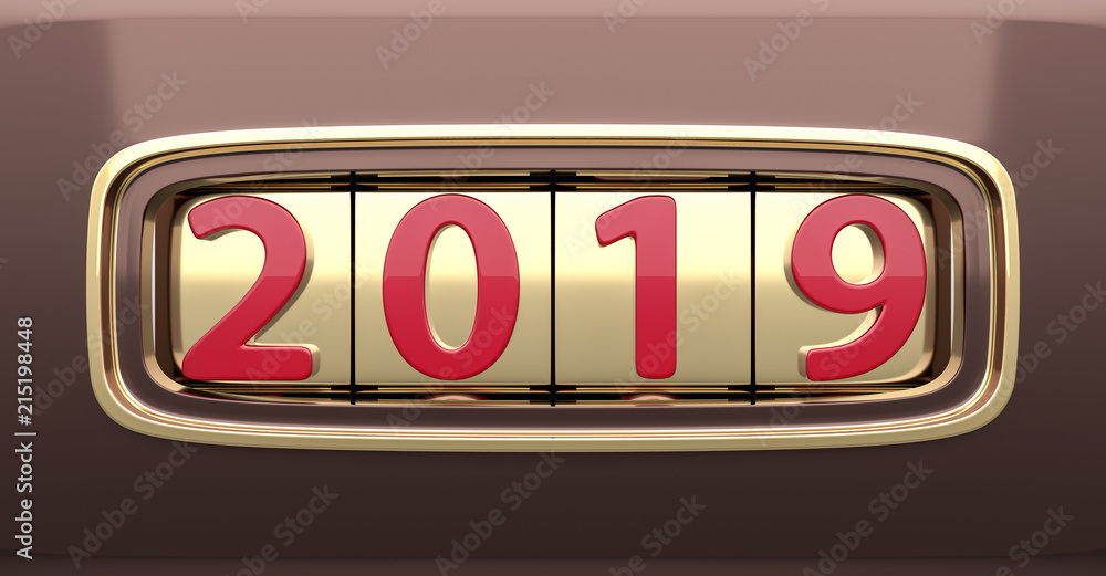 Aufkleber design component of a counter dial that is showing the year 2019