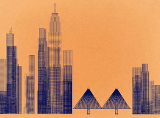 City - Retro Architect Blueprint