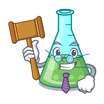 Judge Science Beaker Mascot Cartoon