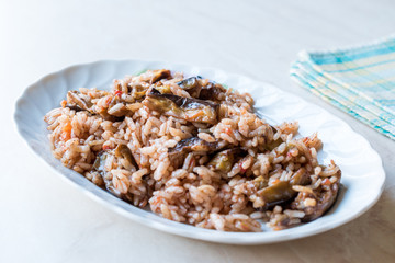Turkish Rice with Eggplant or Aubergine / Pilav / Pilaf