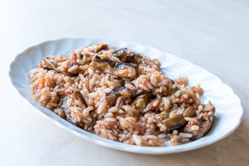 Turkish Rice with Eggplant or Aubergine / Pilav / Pilaf