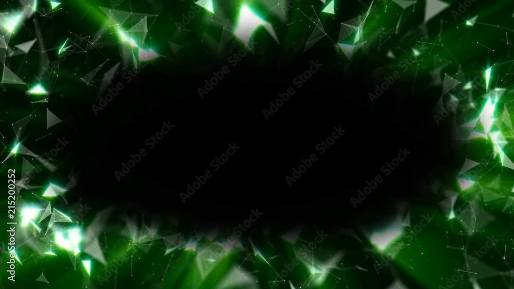 Poster emerald glow. depth of field. the eye of the cosmos. network operation. a shining frame of lines, do