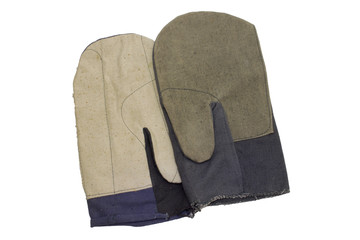 Pair of cotton gloves with thumb. protection of hands against accidental damage during heavy grip...