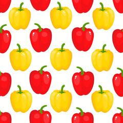 Vector seamless pattern with cartoon peppers isolated on white.