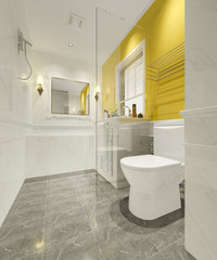 3d rendering minimal yellow vintage bathroom