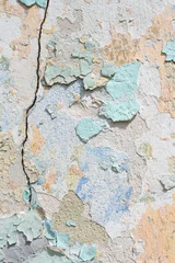 Foto auf Alu-Dibond Alte schmutzige strukturierte Wand Nahaufnahmedetail der rissigen Farbe an der Wand.