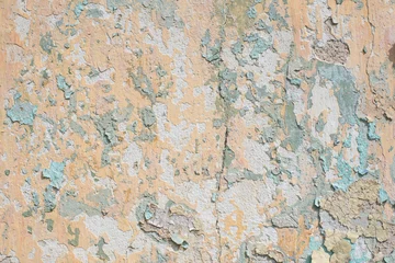 Papier Peint photo Vieux mur texturé sale Close-up detail of cracked paint on wall.