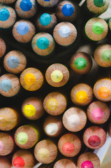 Colorful mosaic with wooden pencils.