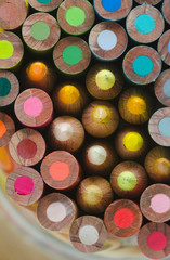 Colorful mosaic with wooden pencils.