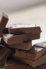 Milk chocolate chopped close up