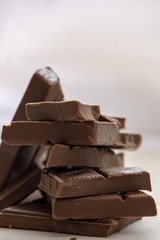 Milk chocolate chopped close up