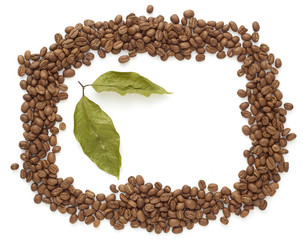 Coffee beans with coffee leaves