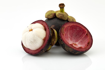fruits mangosteen on white background
