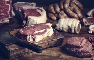 Different types of meat food photography recipe idea
