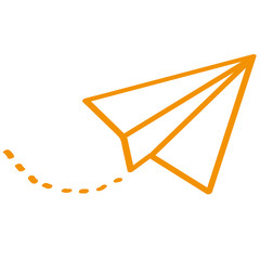 Handgezeichneter Papierflieger in orange