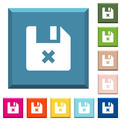 Obraz premium Cancel file white icons on edged square buttons