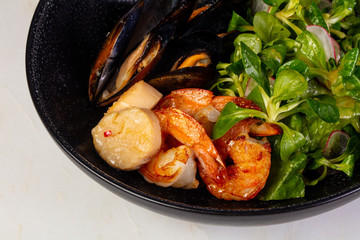 Prawn, scallops and mussels