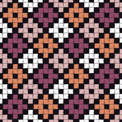 Seamless abstract geometric pattern. The pattern of pixels. Mosaic texture. Brushwork. Hand hatching. Scribble texture. Textile rapport.