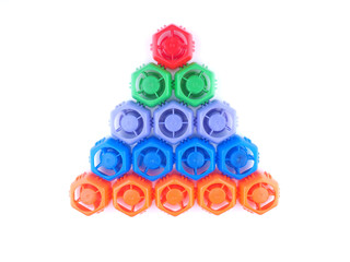 colorful caps on a white background