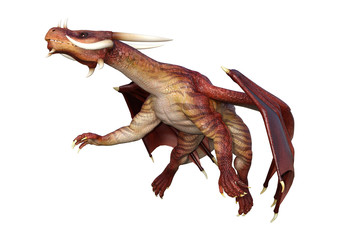 3D Rendering Fantasy Dragon on White