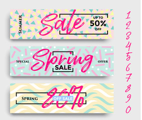 Set of three different Sale banner with fantastic discount. Vector illustrations for website and mobile website banners, posters, email and newsletter designs, ads, coupons, promotional material.