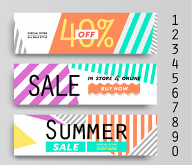 Set of three different Sale banner with fantastic discount. Vector illustrations for website and mobile website banners, posters, email and newsletter designs, ads, coupons, promotional material.