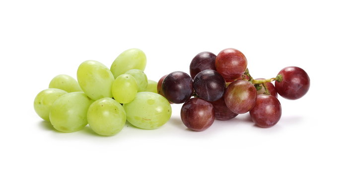 Dark and white grapes isolated on white background