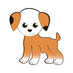 Funny cartoon little puppy isolated with white background.