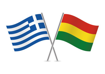 Greece and Bolivia flags. Vector illustration.