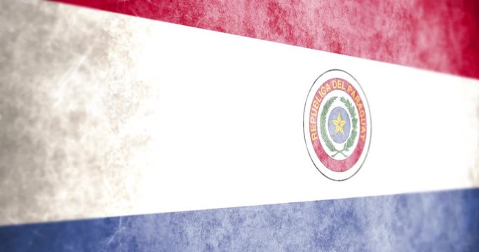 Cinematic Animated Camera sliding across grunge Paraguay flag