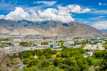 Lhasa town and surrounding mountains